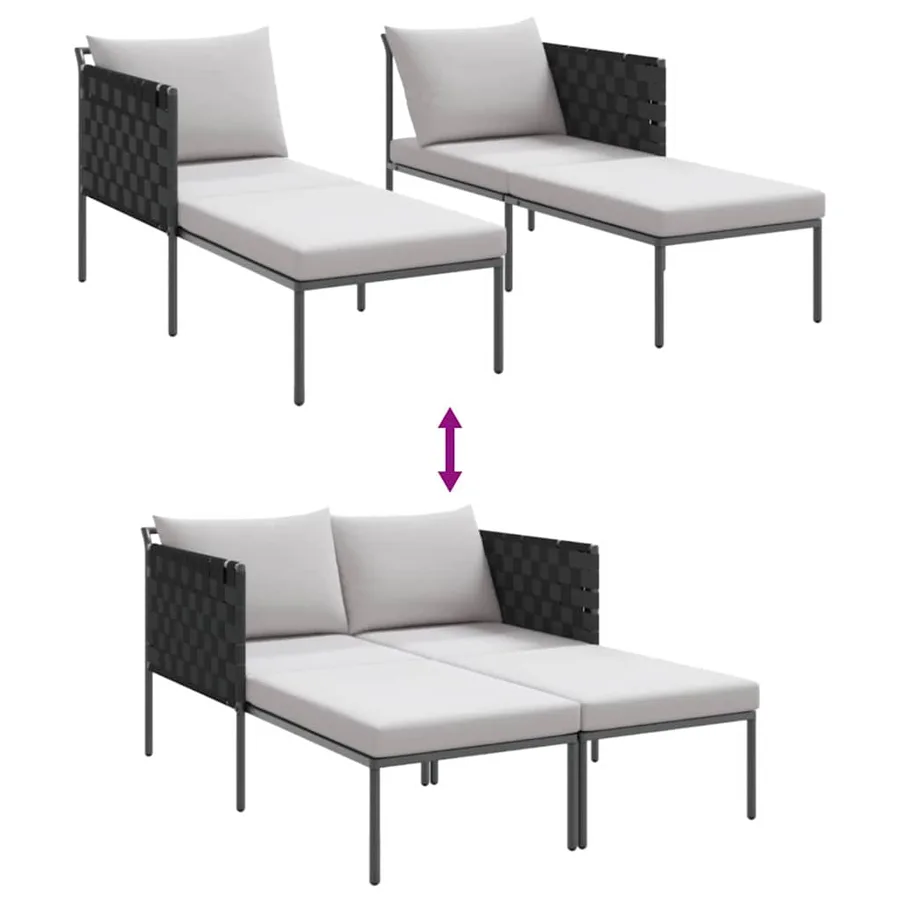 Transat Anthracite 153 x 115 x 69.5 cm Acier enduit de poudre - 10