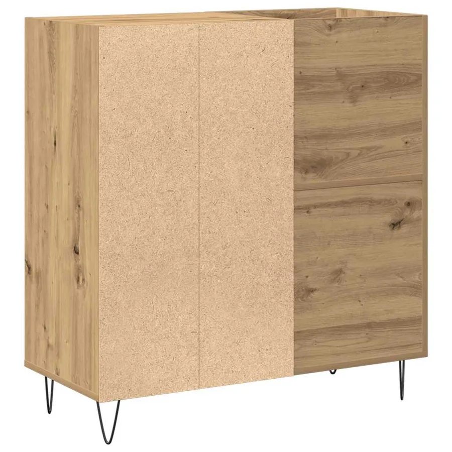 Meuble à vinyles chêne artisanal 85 x 38 x 89 cm - 7