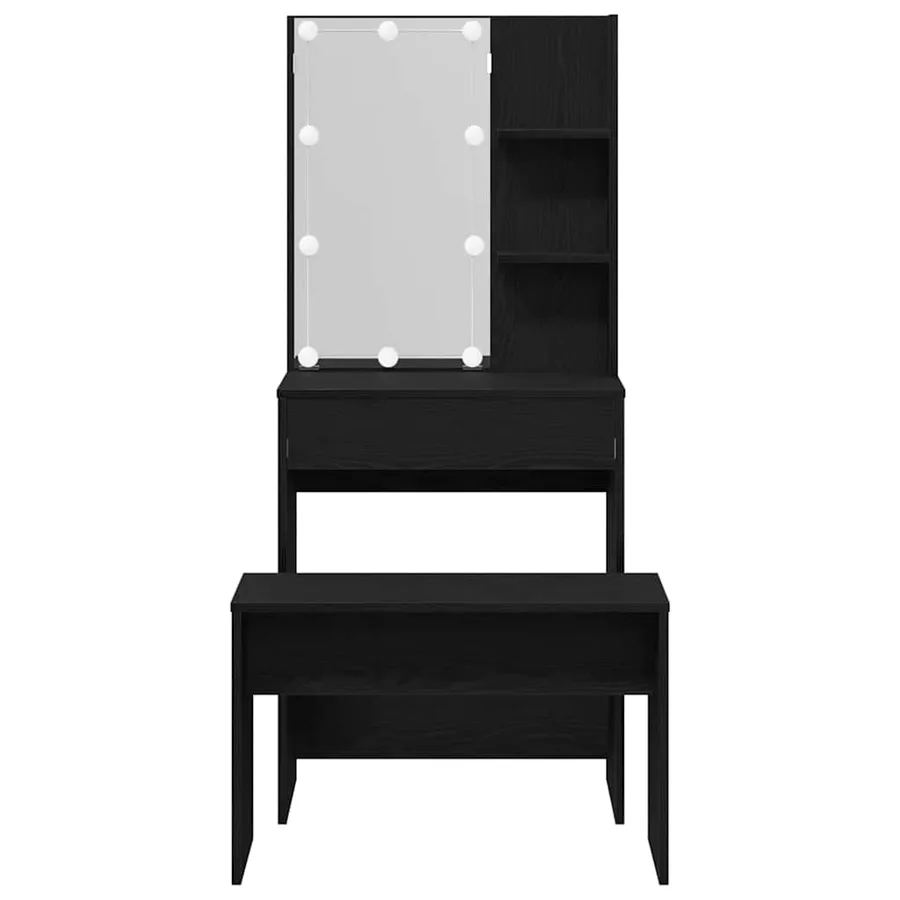 Ensemble de table de maquillage LED 2 pcs Chêne noir - 9