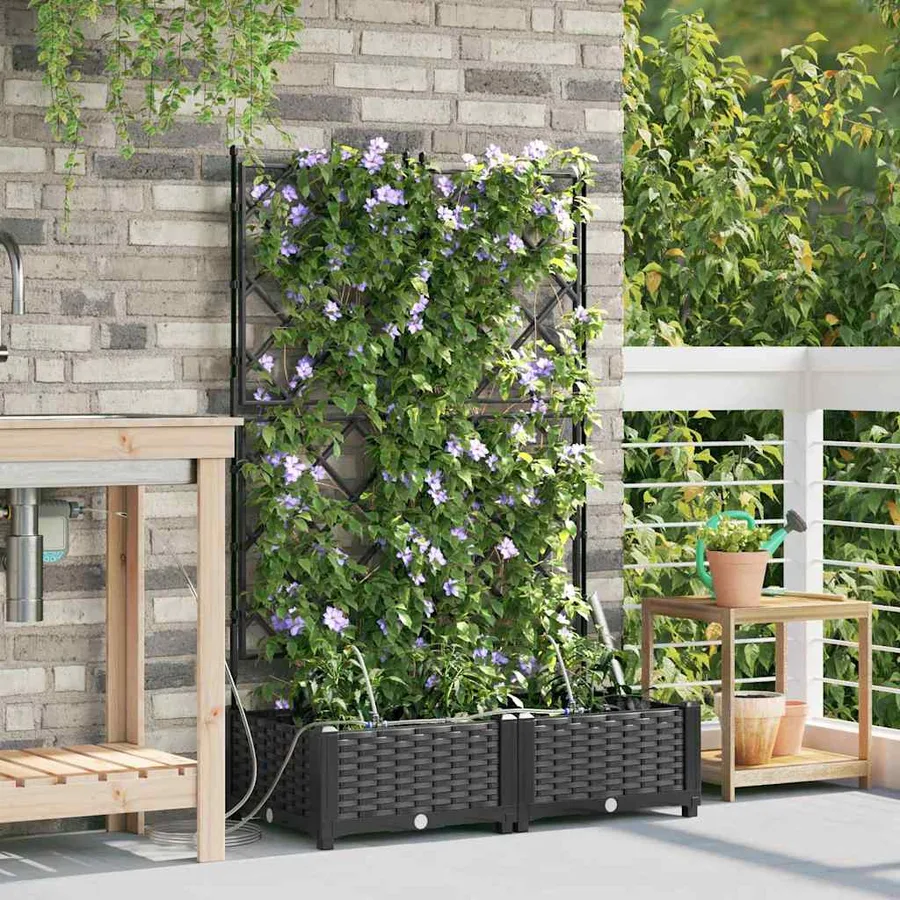 Cache-pot de jardin 2 pc Noir 80 x 40 x 126 cm PP - 3