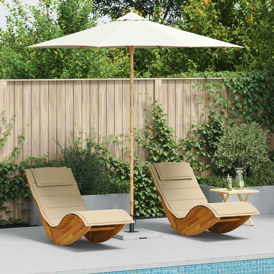 Parasol de jardin Blanc crème Ø 270 x 260 cm Bambou