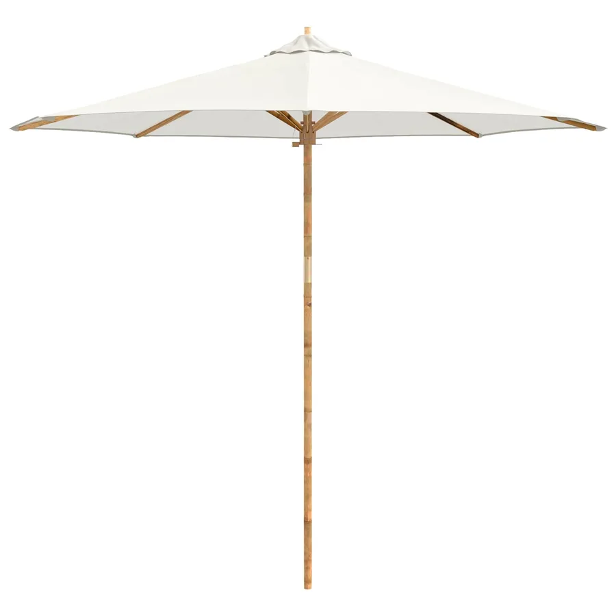 Parasol de jardin Blanc crème Ø 270 x 260 cm Bambou - 4