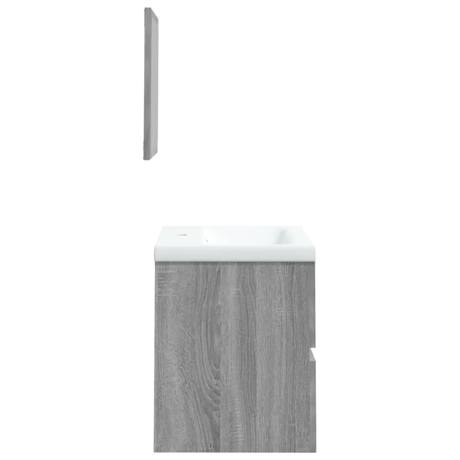 Armoire lavabo de salle de bain et bassin et miroir sonoma gris - 5