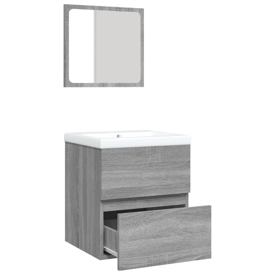 Armoire lavabo de salle de bain et bassin et miroir sonoma gris - 6