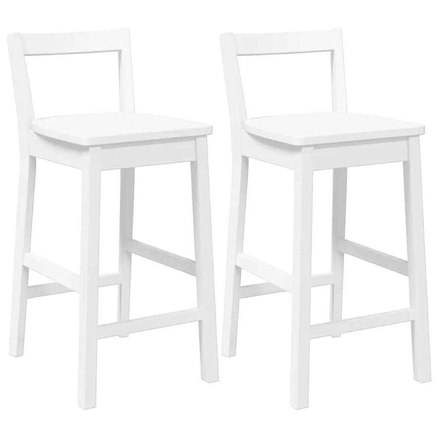 Tabourets de bar (lot de 2) en bois massif blanc et caoutchouc - 2