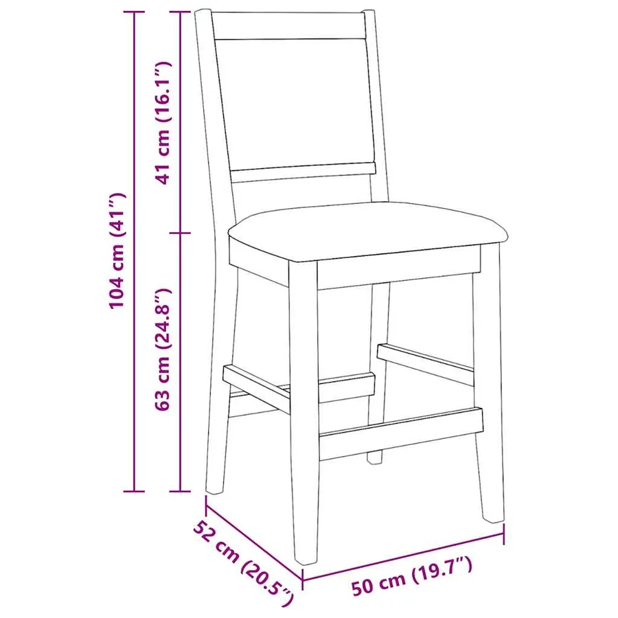Tabourets de bar avec coussins (lot de 2) en bois massif blanc et caoutchouc - 11