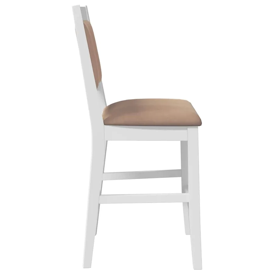 Tabourets de bar avec coussins (lot de 2) en bois massif blanc et caoutchouc - 6