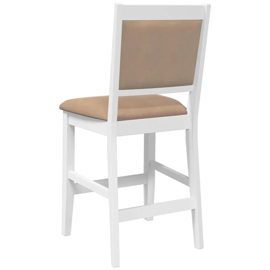 Tabourets de bar avec coussins (lot de 2) en bois massif blanc et caoutchouc - 7