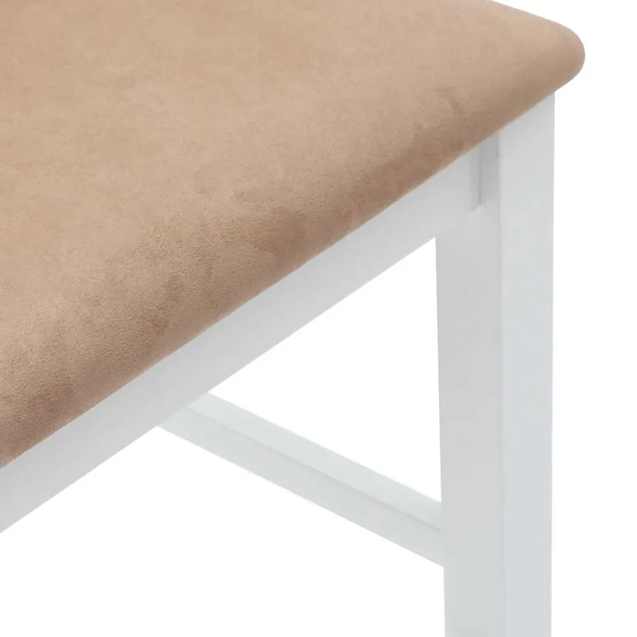 Tabourets de bar avec coussins (lot de 2) en bois massif blanc et caoutchouc - 8