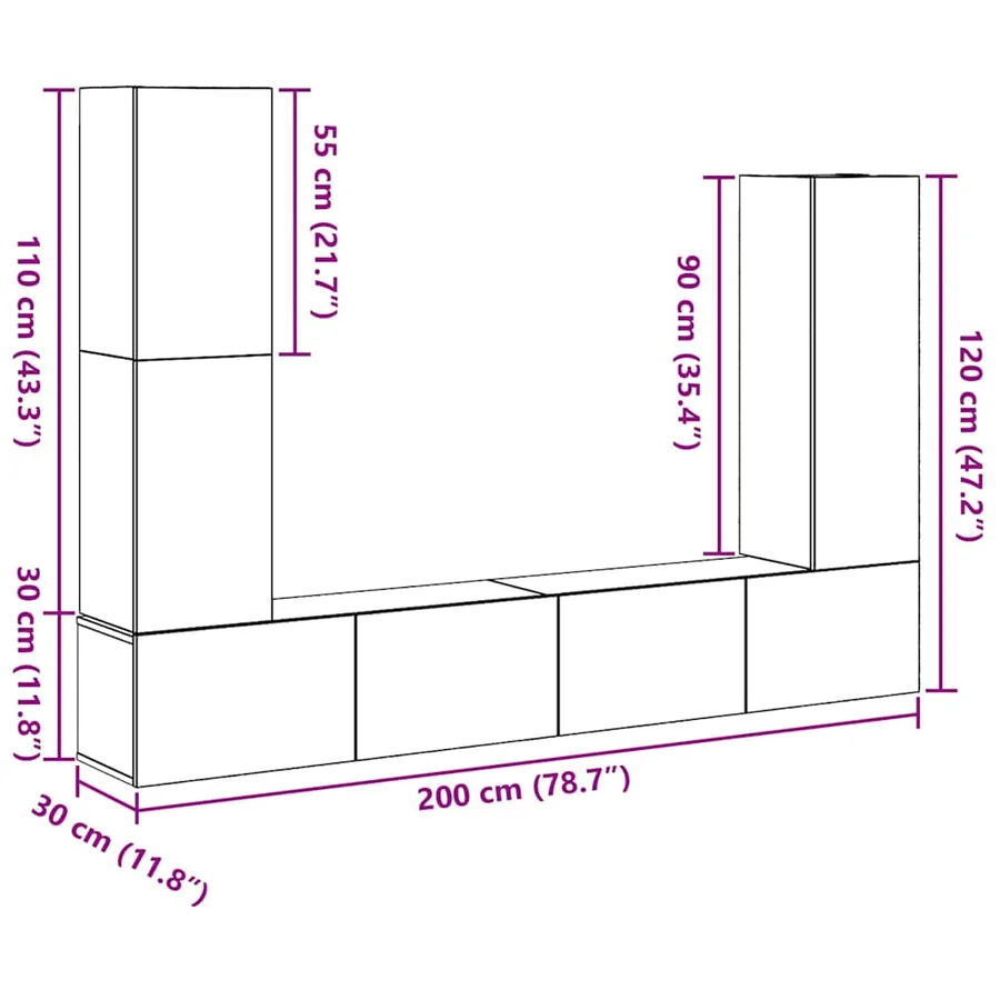 Ensemble meuble TV 6 pcs Chêne noir Bois d'ingénierie - 12