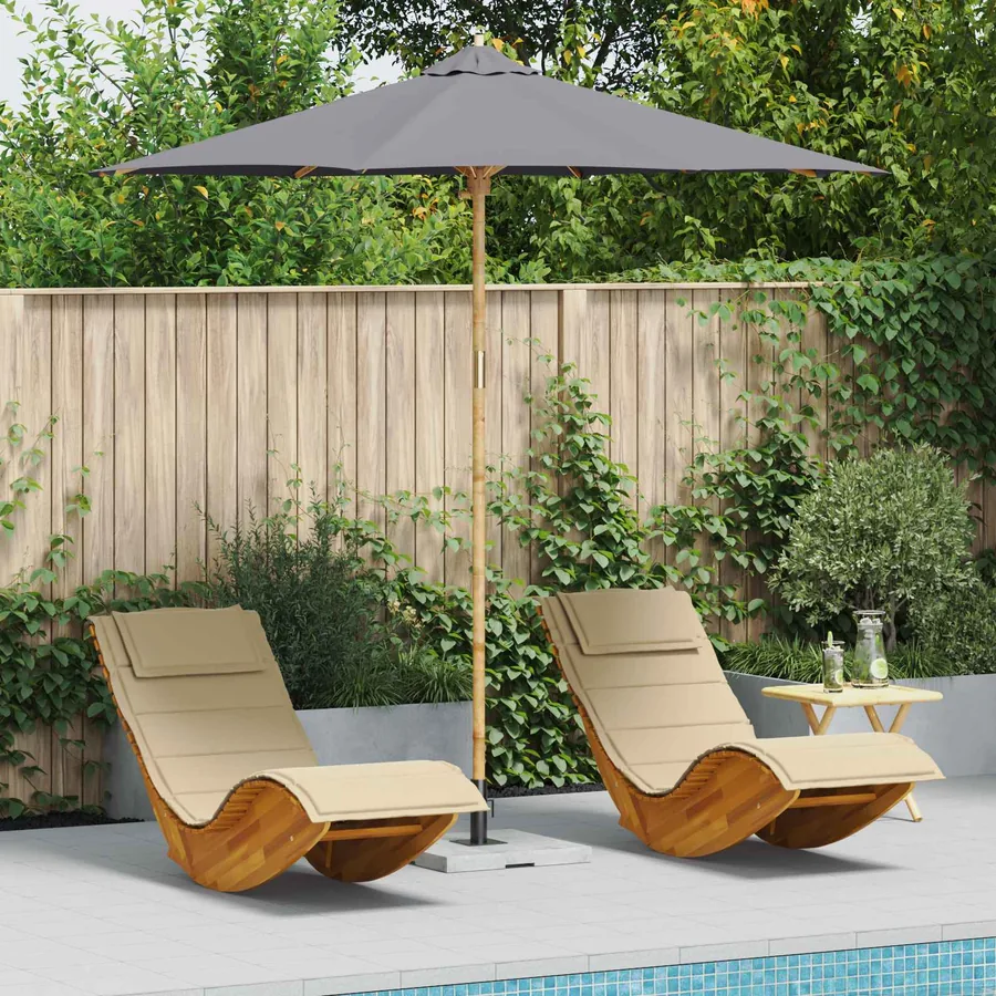 Parasol de jardin Gris foncé Ø 270 x 260 cm Bambou