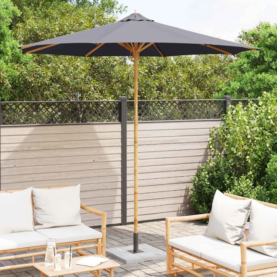 Parasol de jardin Gris foncé Ø 270 x 260 cm Bambou - 3