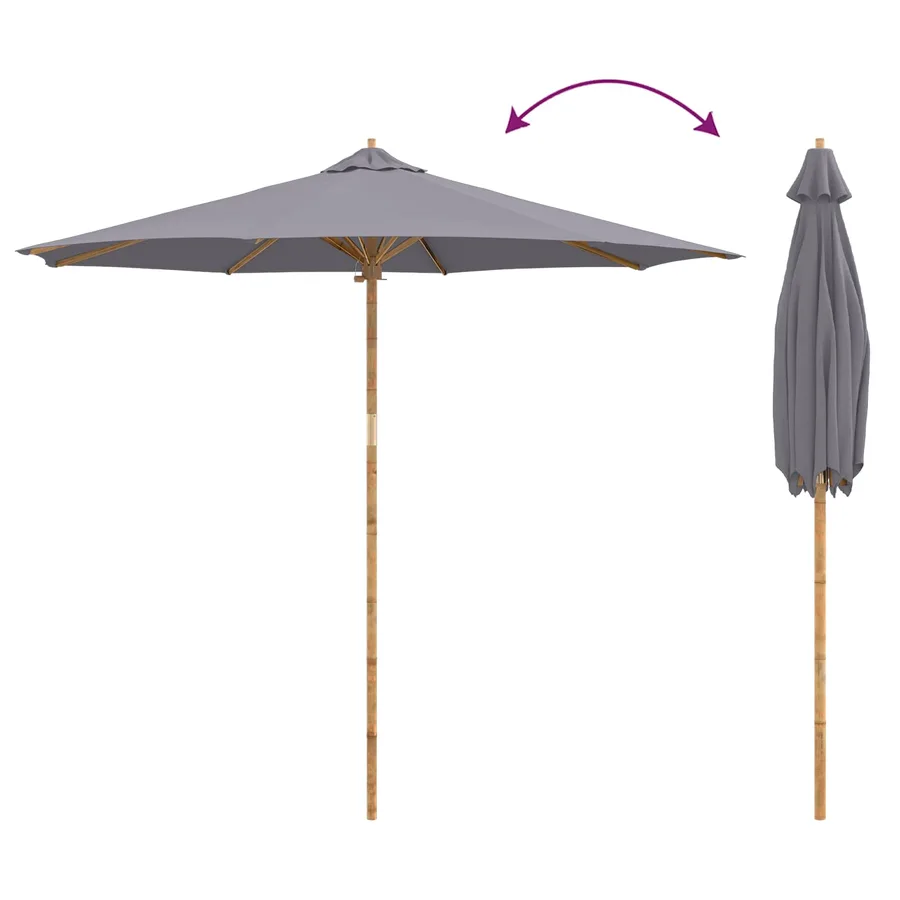 Parasol de jardin Gris foncé Ø 270 x 260 cm Bambou - 7