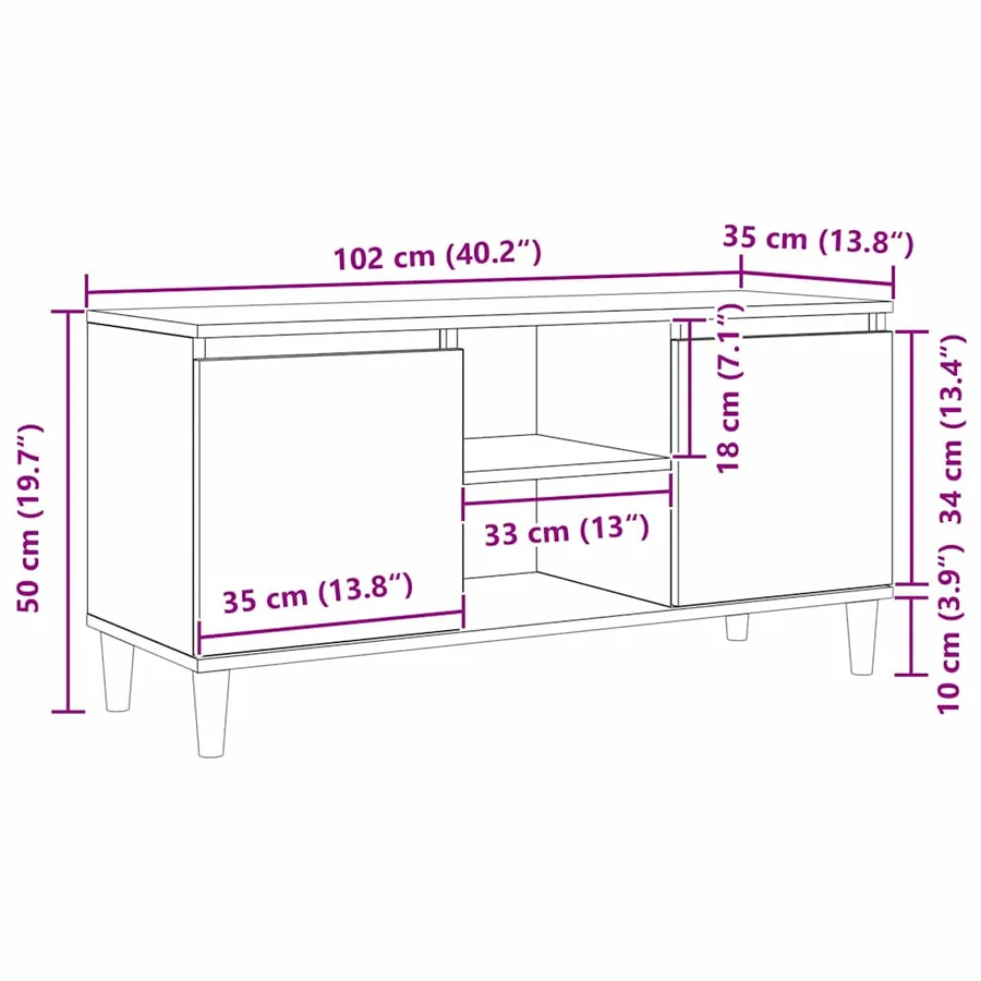 Meuble TV Chêne noir 102 x 35 x 50 cm Bois d'ingénierie - 12
