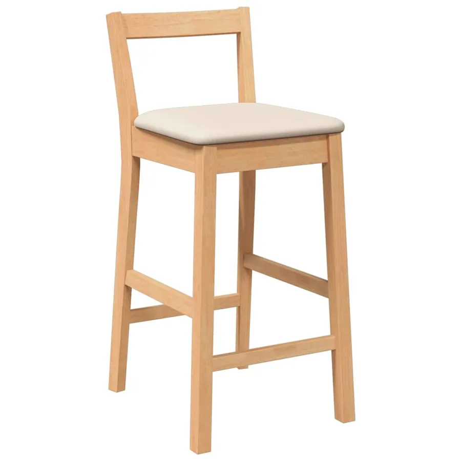 Tabourets de bar avec coussins (2 pcs) en bois massif naturel et caoutchouc - 4