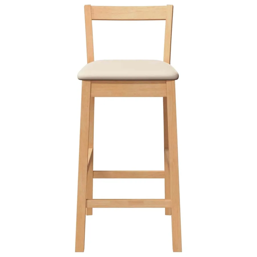 Tabourets de bar avec coussins (2 pcs) en bois massif naturel et caoutchouc - 5