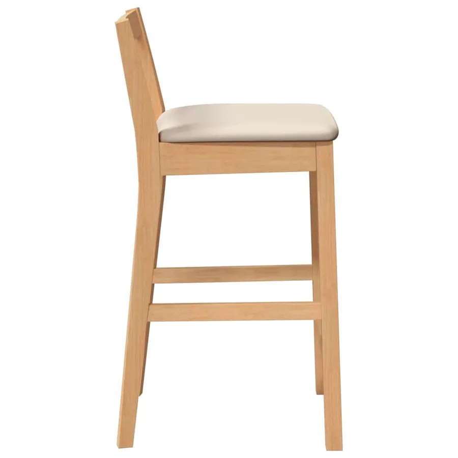 Tabourets de bar avec coussins (2 pcs) en bois massif naturel et caoutchouc - 6