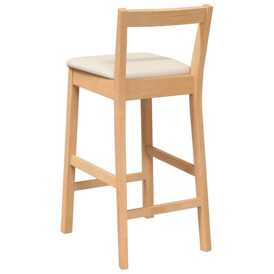 Tabourets de bar avec coussins (2 pcs) en bois massif naturel et caoutchouc - 7