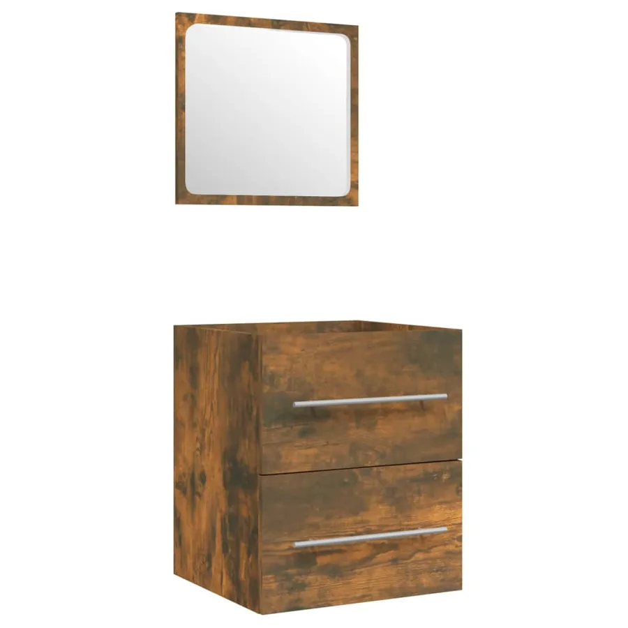 Meuble lavabo avec bassin intégré Chêne fumé Bois d'ingénierie - 8
