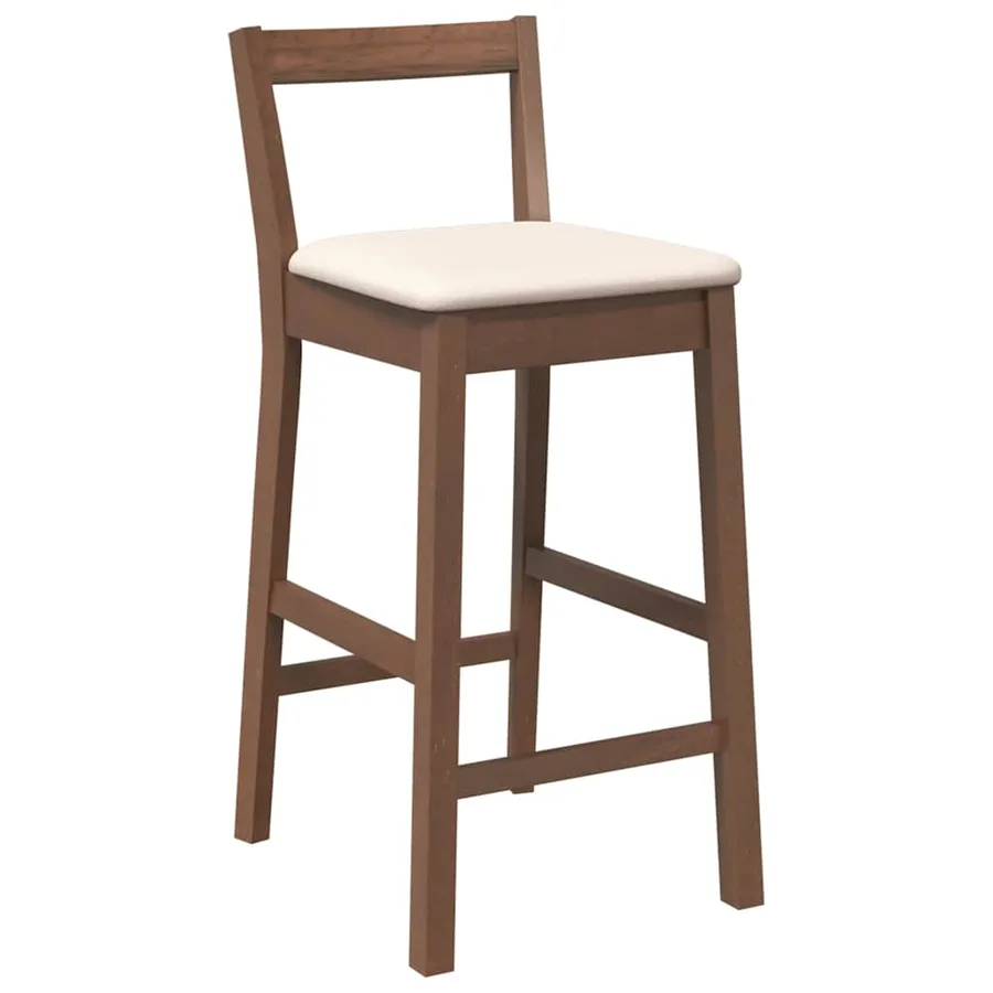 Tabourets de bar avec coussins (lot de 2) en bois massif marron et caoutchouc - 4