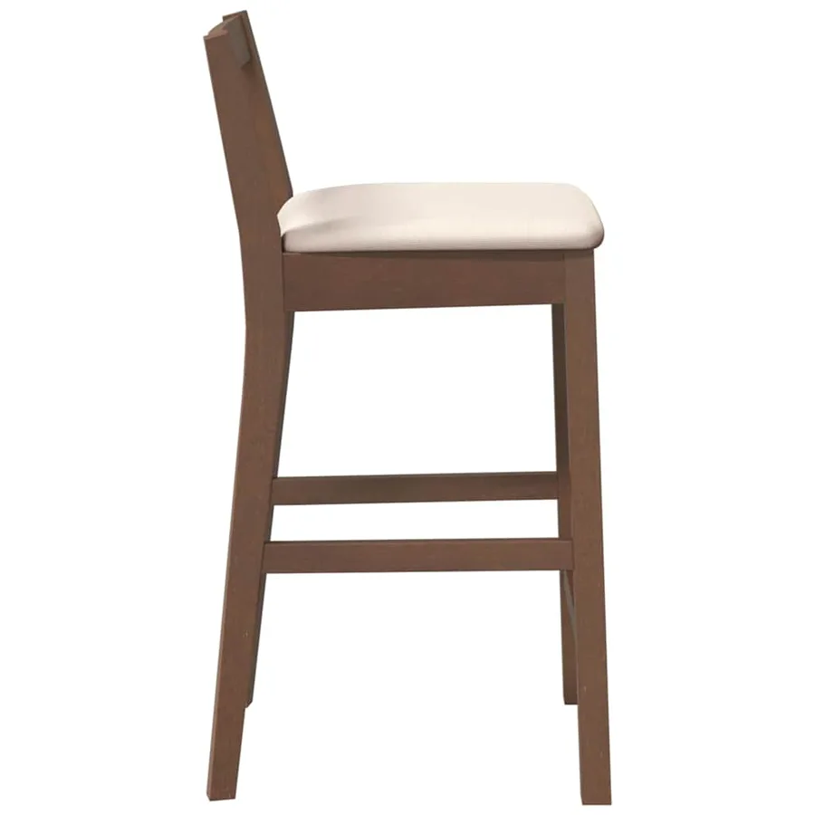 Tabourets de bar avec coussins (lot de 2) en bois massif marron et caoutchouc - 6