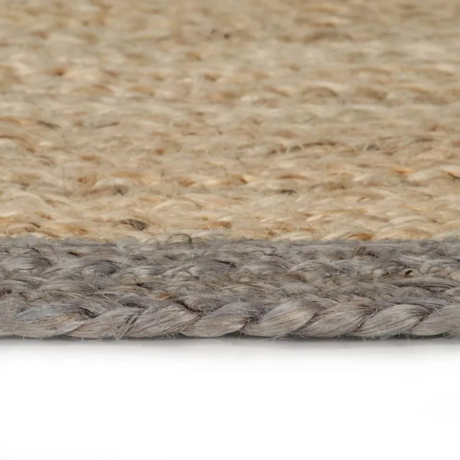 Tapis fait à la main Jute avec bord gris 150 cm - 3
