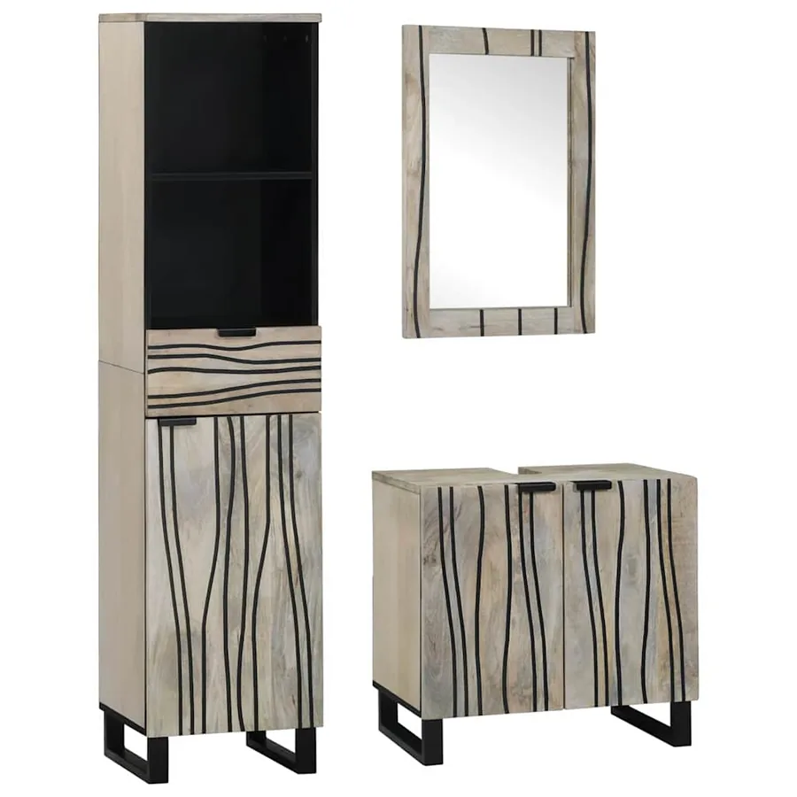 Ensemble de mobilier de salle de bain avec tiroir 3 pcs Blanc
