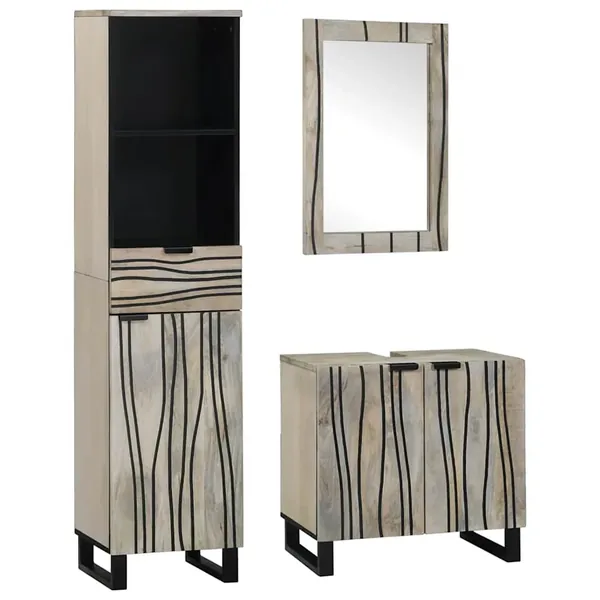 Ensemble de mobilier de salle de bain avec tiroir 3 pcs Blanc