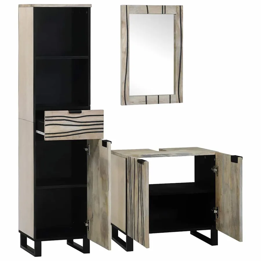 Ensemble de mobilier de salle de bain avec tiroir 3 pcs Blanc - 2