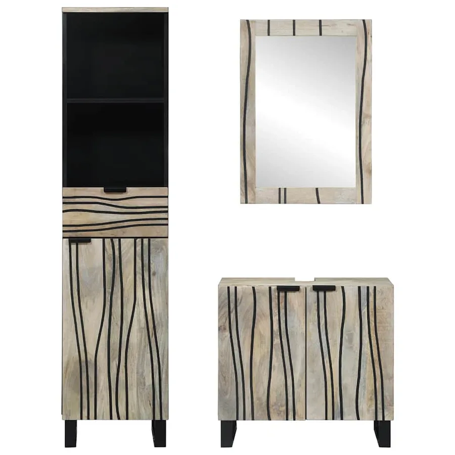 Ensemble de mobilier de salle de bain avec tiroir 3 pcs Blanc - 6
