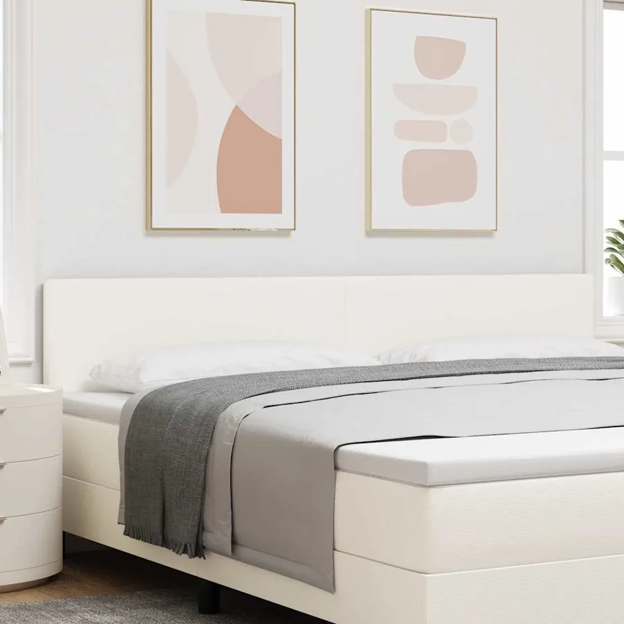 Tête de lit LED Crème 200 cm Tissu en velours côtelé