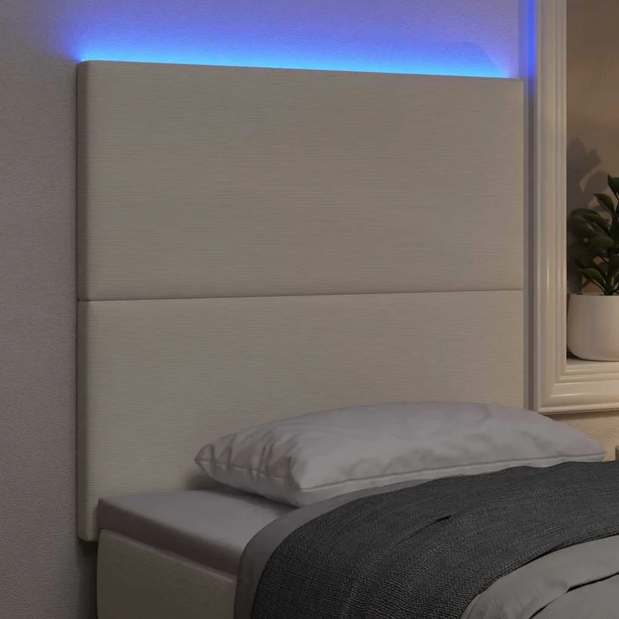 Tête de lit LED Crème 90 cm Tissu en velours côtelé - 4