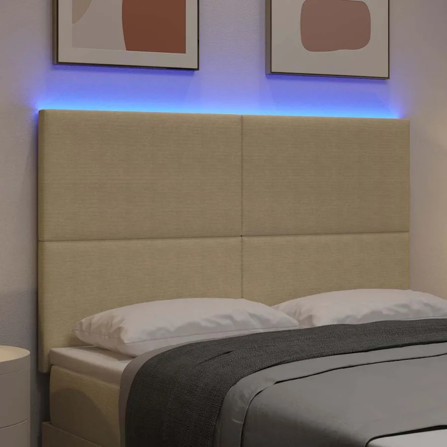 Tête de lit LED Vert gris 144 cm Tissu en velours côtelé - 4