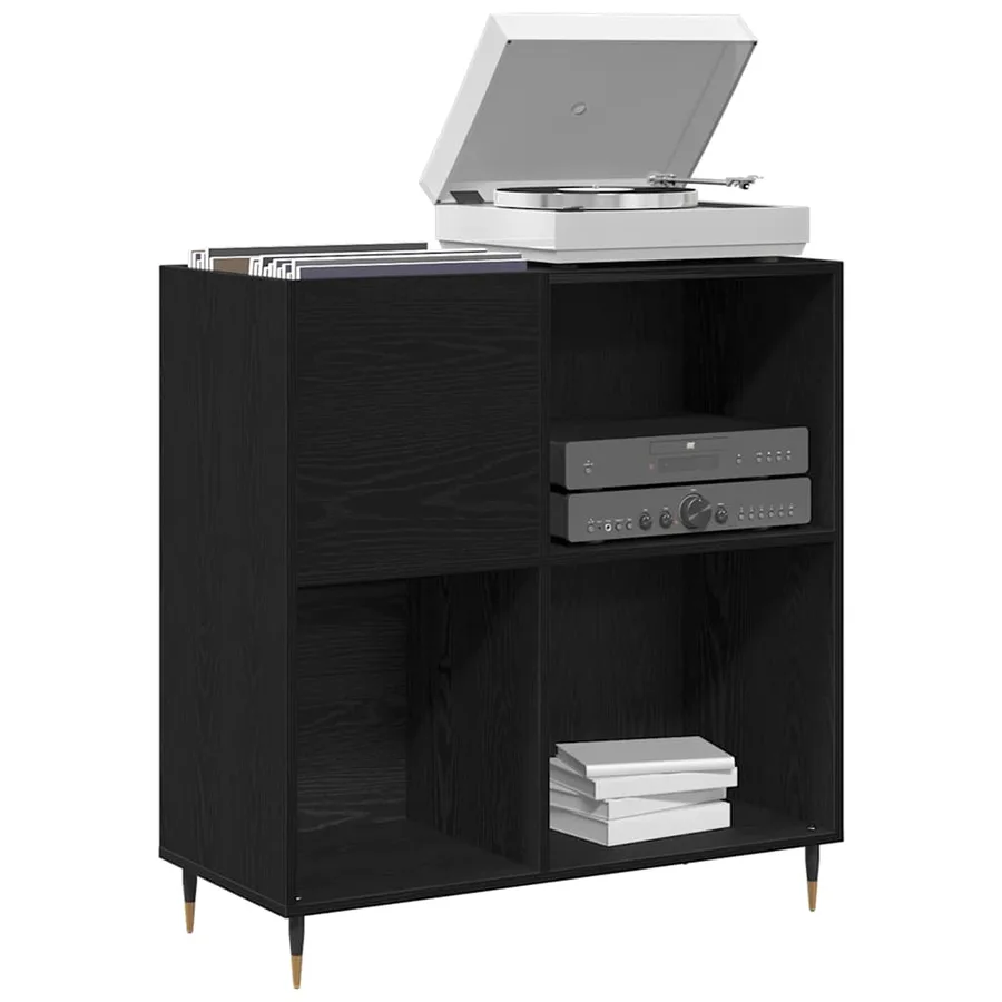 Meuble à vinyles Chêne noir 85 x 38 x 89 cm Bois d'ingénierie - 3