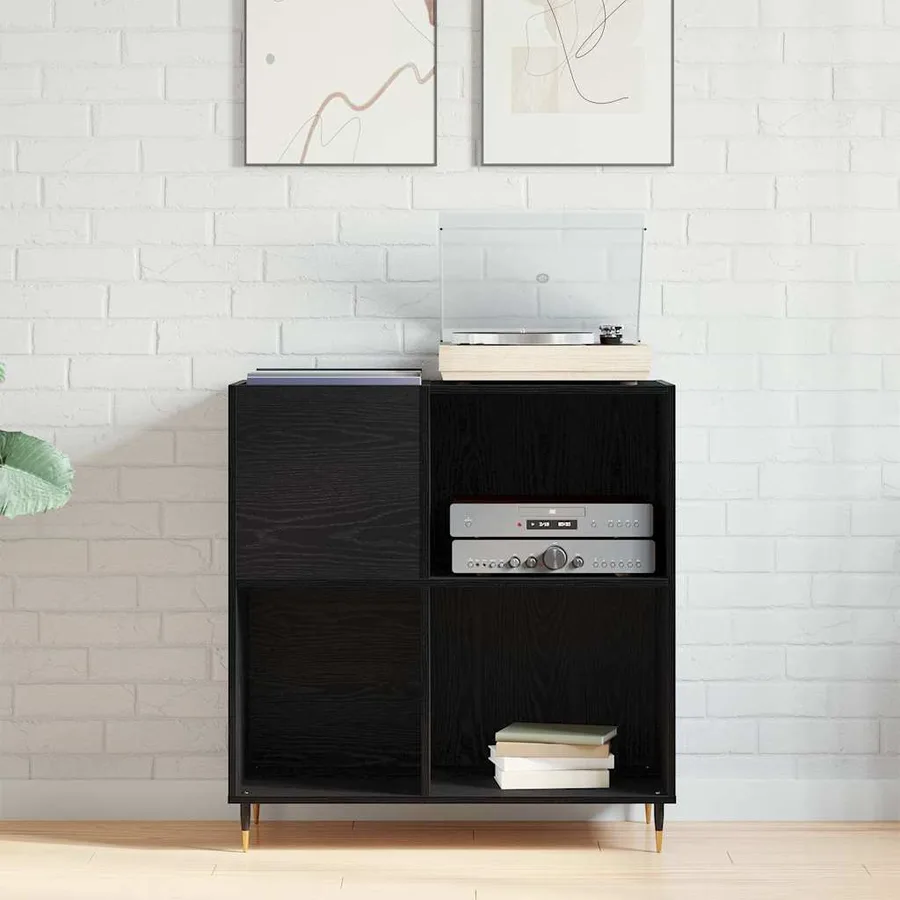 Meuble à vinyles Chêne noir 85 x 38 x 89 cm Bois d'ingénierie - 4