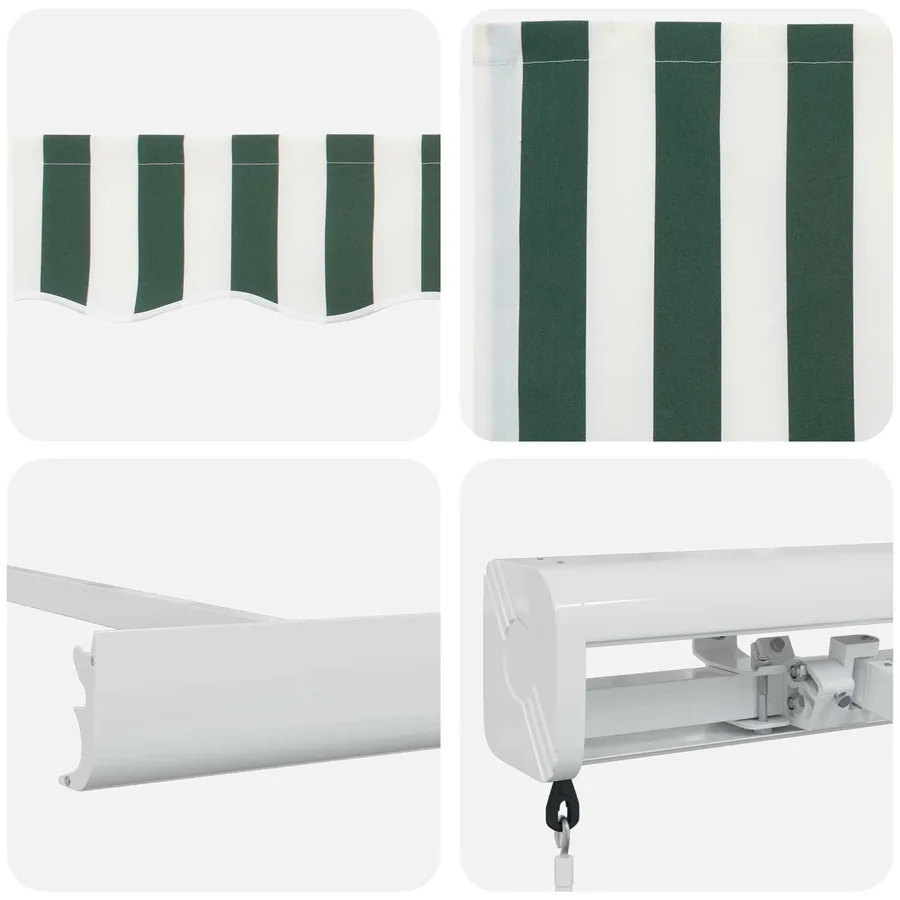 Auvent rétractable Vert et blanc 500 × 300 cm - 4