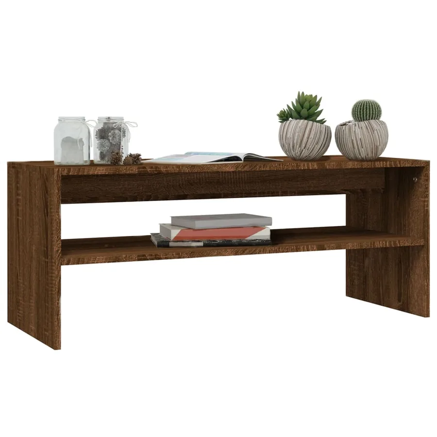 Table basse Chêne marron 100x40x40 cm Bois d'ingénierie - 3