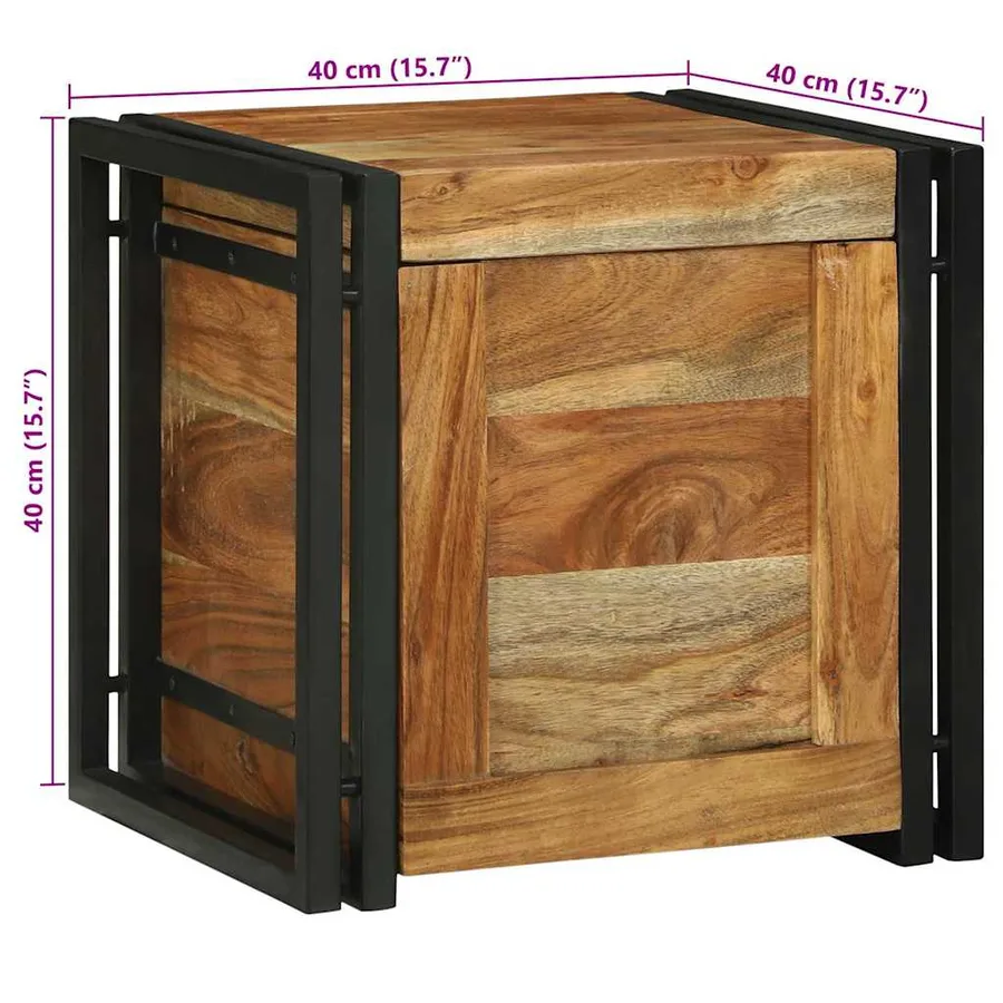 Boîte de rangement 40 x 40 x 40 cm Bois d'Acacia Massif - 13