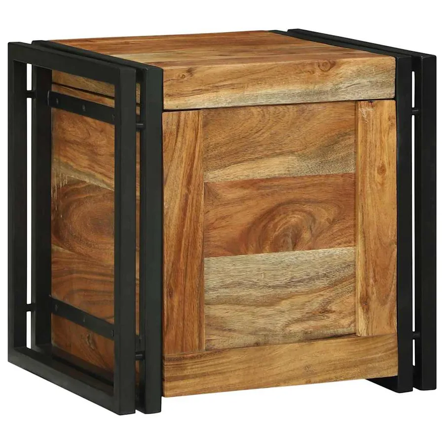 Boîte de rangement 40 x 40 x 40 cm Bois d'Acacia Massif - 3
