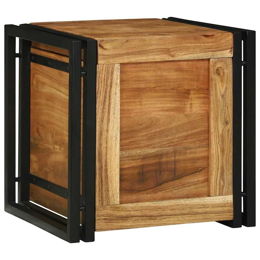 Boîte de rangement 40 x 40 x 40 cm Bois d'Acacia Massif - 4