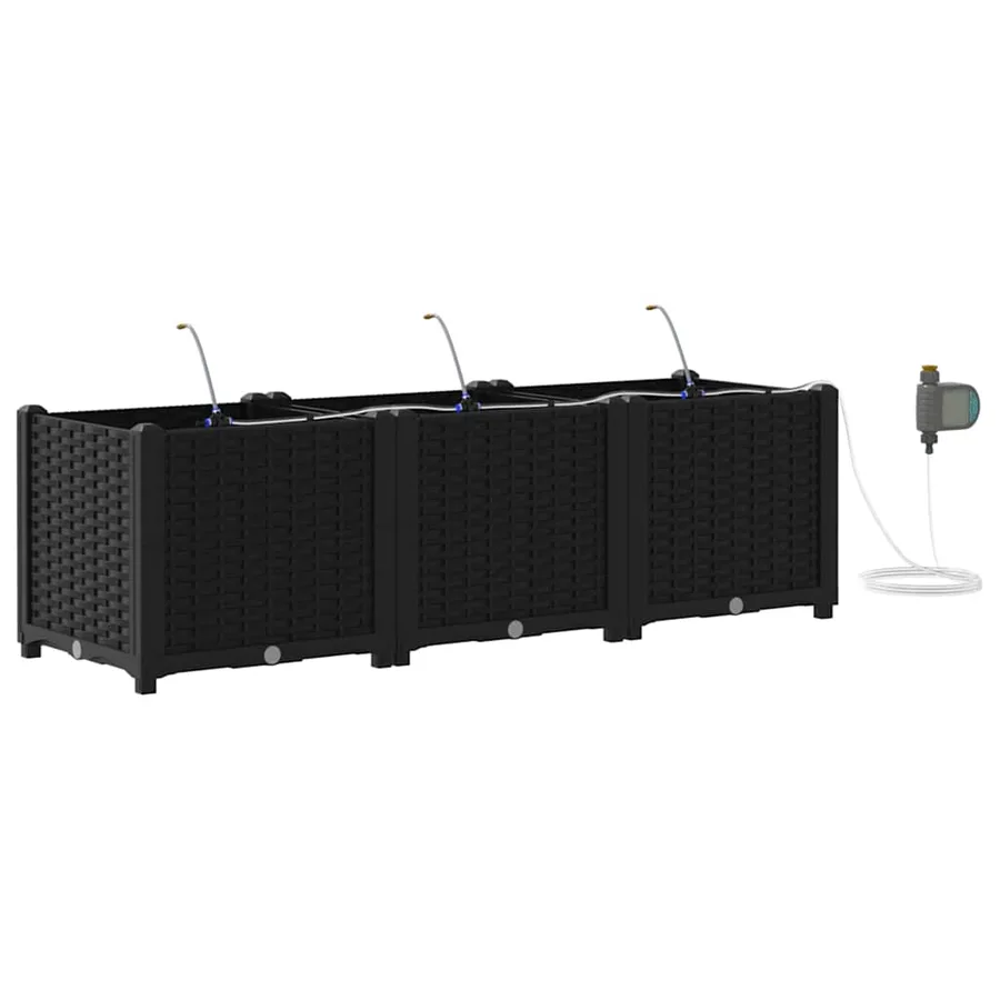 Cache-pot de jardin 3 pc Noir 120 x 40 x 37,5 cm PP - 2