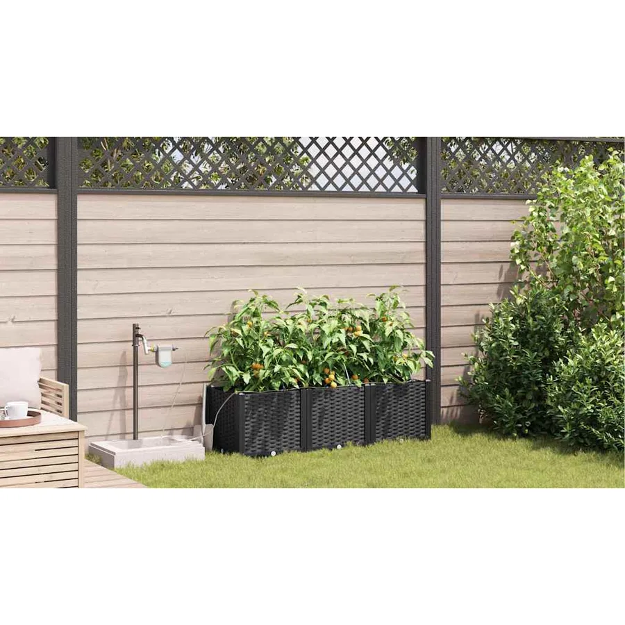 Cache-pot de jardin 3 pc Noir 120 x 40 x 37,5 cm PP - 4