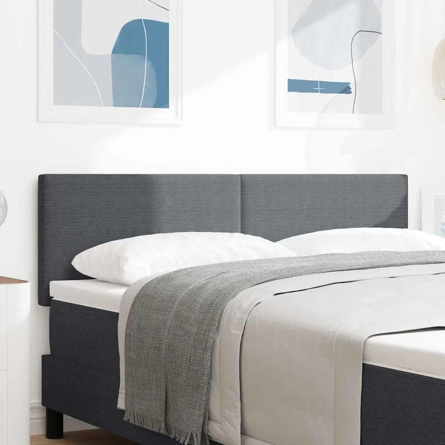 Tête de lit LED Gris foncé 160 cm Tissu en velours côtelé