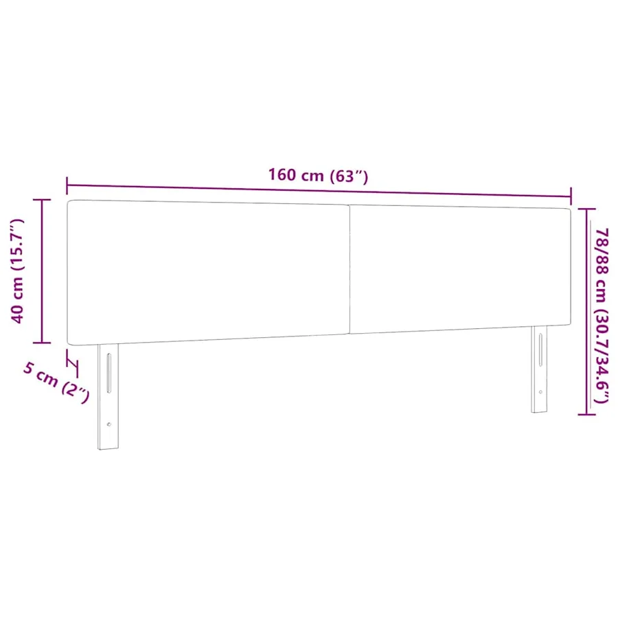 Tête de lit LED Gris foncé 160 cm Tissu en velours côtelé - 8