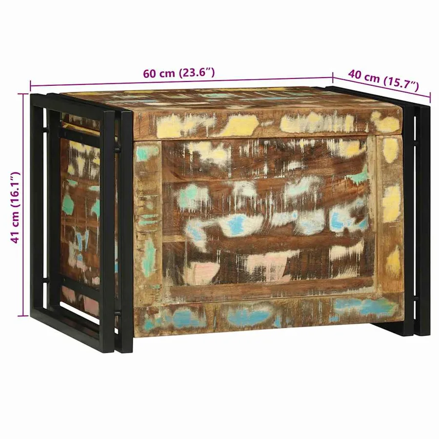 Boîte de rangement Marron et Noir 60 x 40 x 41 cm bois recyclé - 13