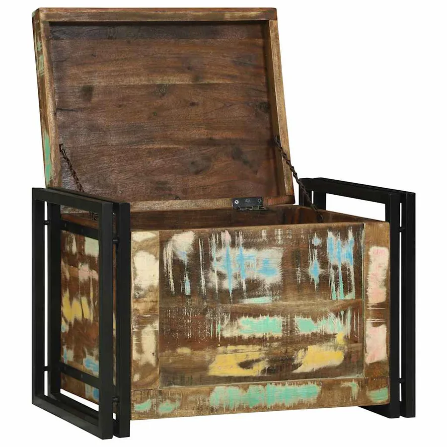Boîte de rangement Marron et Noir 60 x 40 x 41 cm bois recyclé - 2