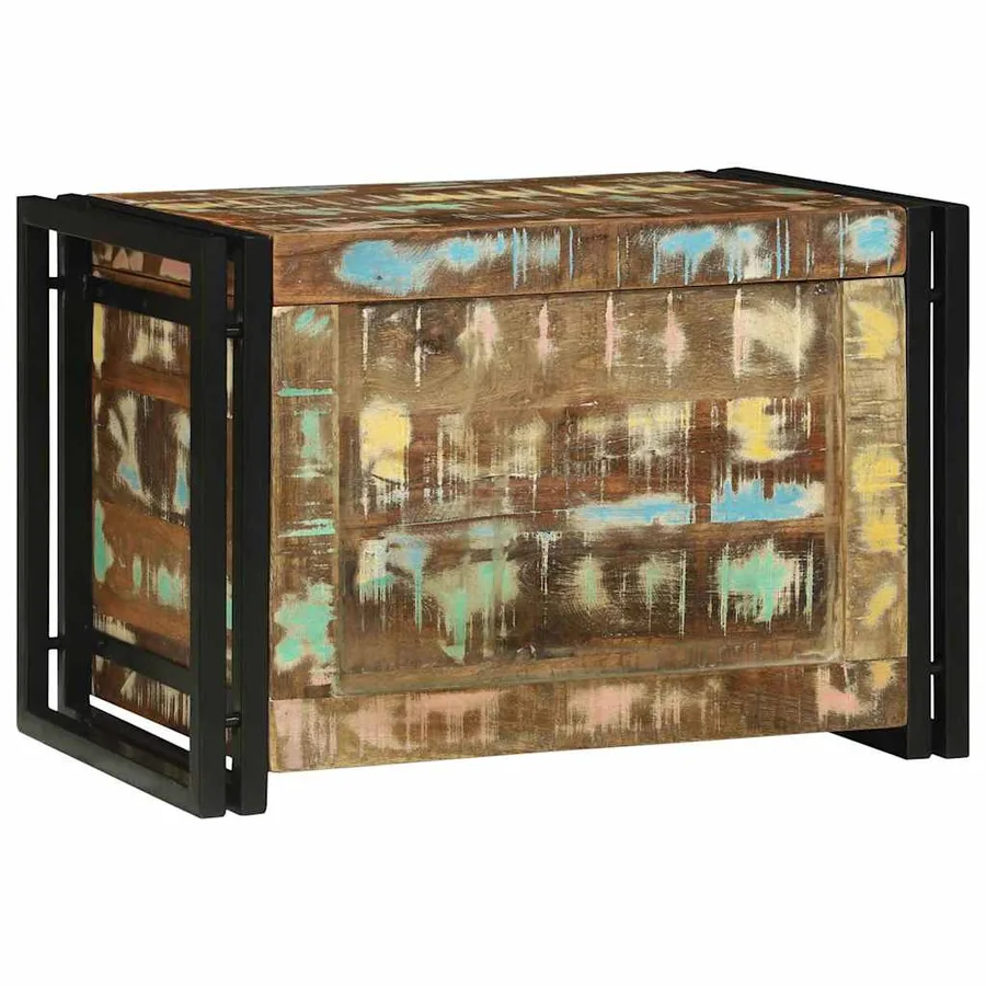 Boîte de rangement Marron et Noir 60 x 40 x 41 cm bois recyclé - 4