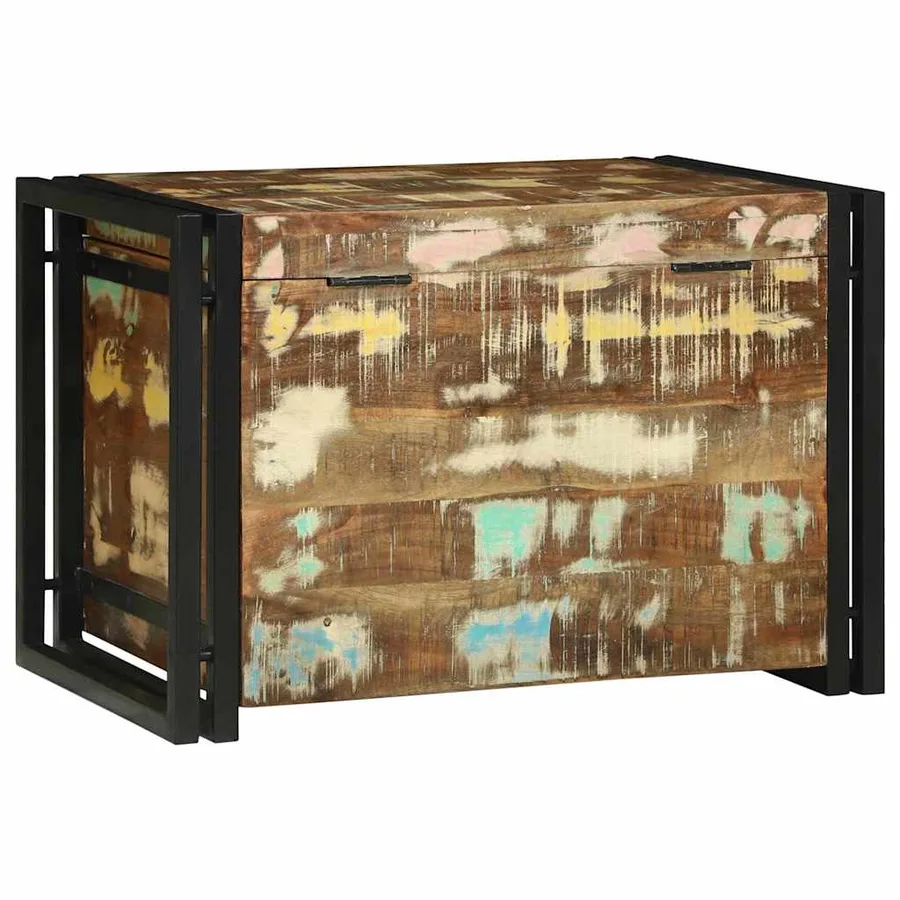 Boîte de rangement Marron et Noir 60 x 40 x 41 cm bois recyclé - 7