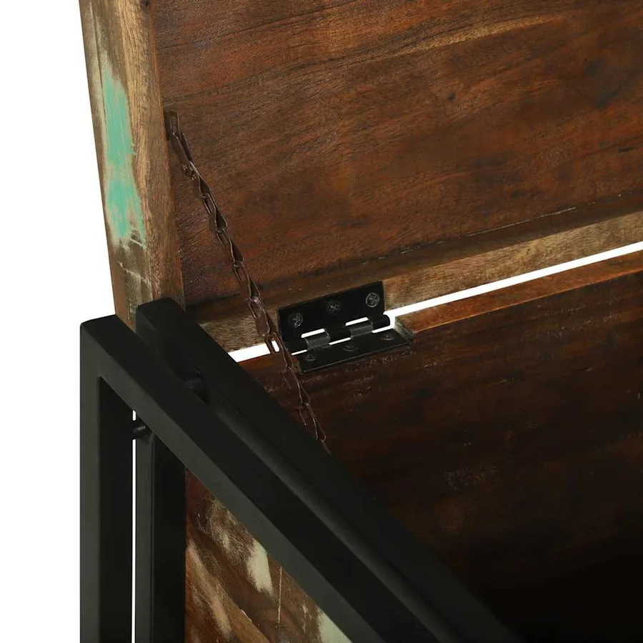 Boîte de rangement Marron et Noir 60 x 40 x 41 cm bois recyclé - 9
