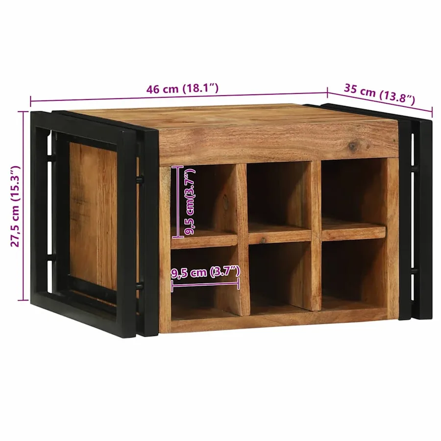 Étagère à vin 2 pcs 46 x 35 x 27,5 cm Bois d'Acacia Massif - 12